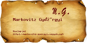 Markovitz Györgyi névjegykártya